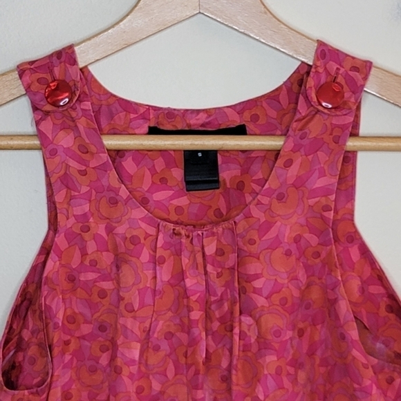 Marc by Marc Jacobs | Pink Orange Abstract Floral Tank Button Straps Size Small - Picture 2 of 5